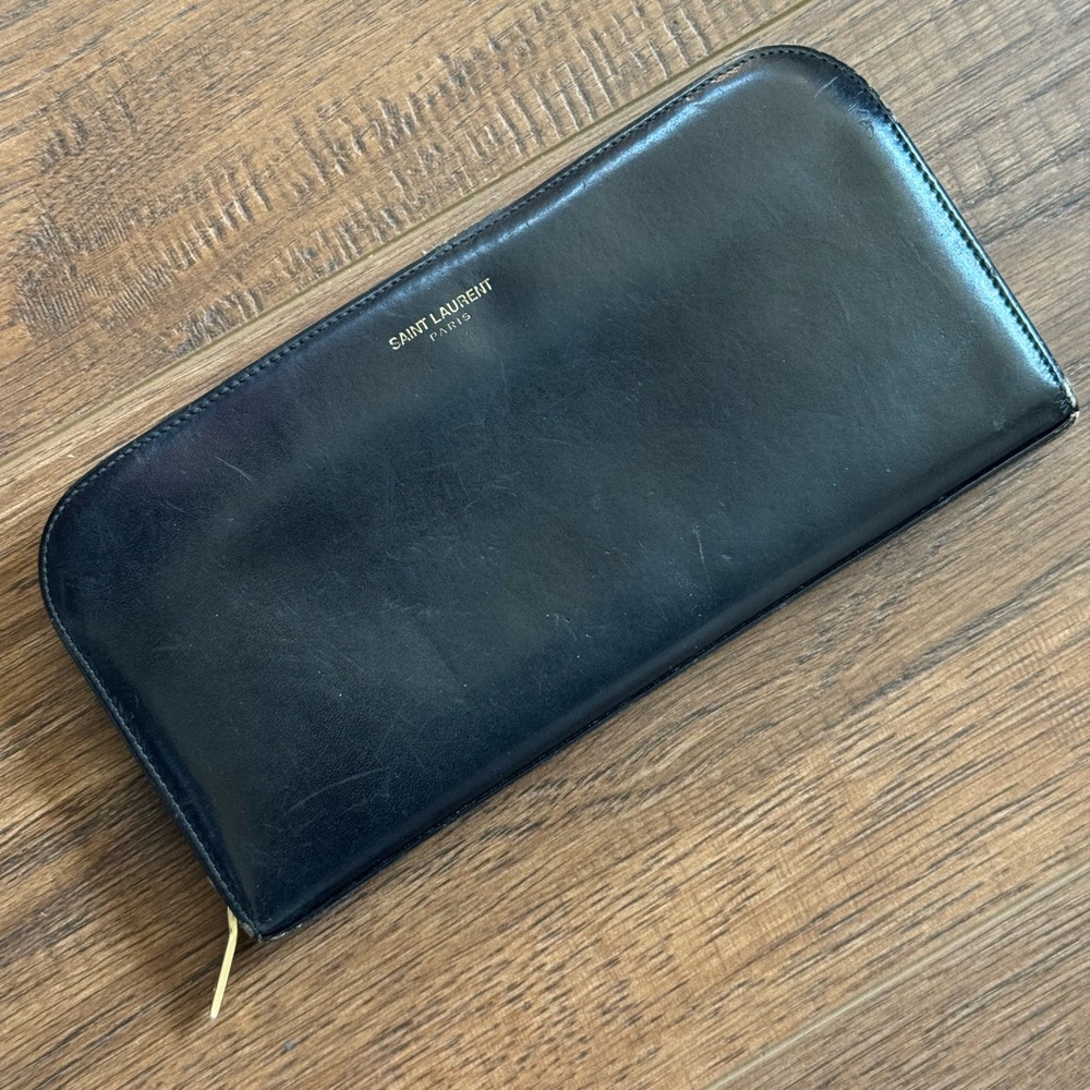 Saint Laurent Zip Around Black Leather Wallet - Picture 4 of 11